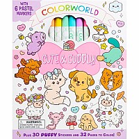 ColorWorld: Cute & Cuddly: With 6 Pastel Markers, Plus 30 Puffy Stickers and 32 Pages to Color!