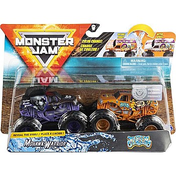 Monster Jam, Color-Changing Die-Cast Monster Trucks 2-Pack, 1:64 Scale (styles may vary)