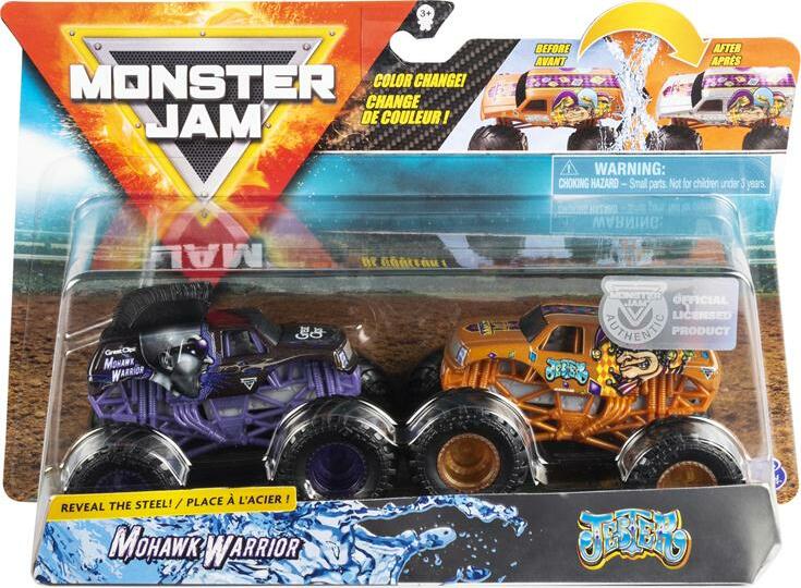 Monster Jam Color-Change Die Cast 2-Trucks Pk-Racing Stripes-Son