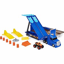 Monster Jam, Official 2-In-1 Transforming Hauler Playset with Exclusive 1:64 Scale El Toro Loco Die-Cast Monster Truck