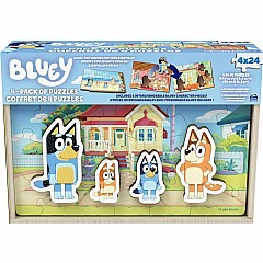 Bluey Wooden Puzzles with Bingo, Mum, and Dad Characters