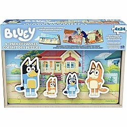 Bluey Wooden Puzzles with Bingo, Mum, and Dad Characters