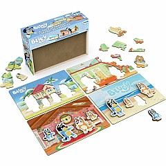 Bluey Wooden Puzzles with Bingo, Mum, and Dad Characters