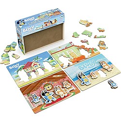 Bluey Wooden Puzzles with Bingo, Mum, and Dad Characters