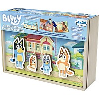 Bluey Wooden Puzzles with Bingo, Mum, and Dad Characters