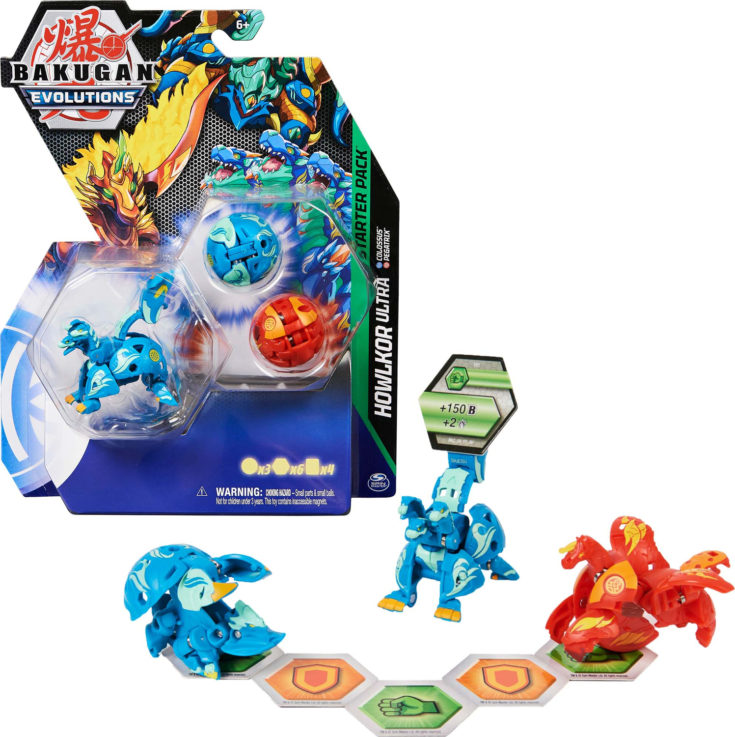 Bakugan Evolutions Starter Pack 3-Pack, Howlkor Ultra with Colossus and Pegatrix, Collectible Figures, Ages 6 and Up - That Toys