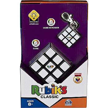 Rubik's: Classic Cube Pack, Classic 3x3 Cube with Keychain Accessory