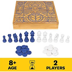 Mindful Classics Chess Checkers Bamboo Set