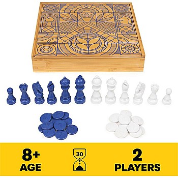 Mindful Classics Chess Checkers Bamboo Set