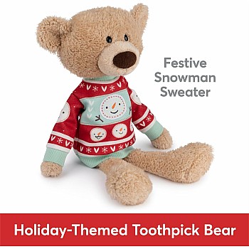 Sleigh Toothpick Bear with Holiday Sweater