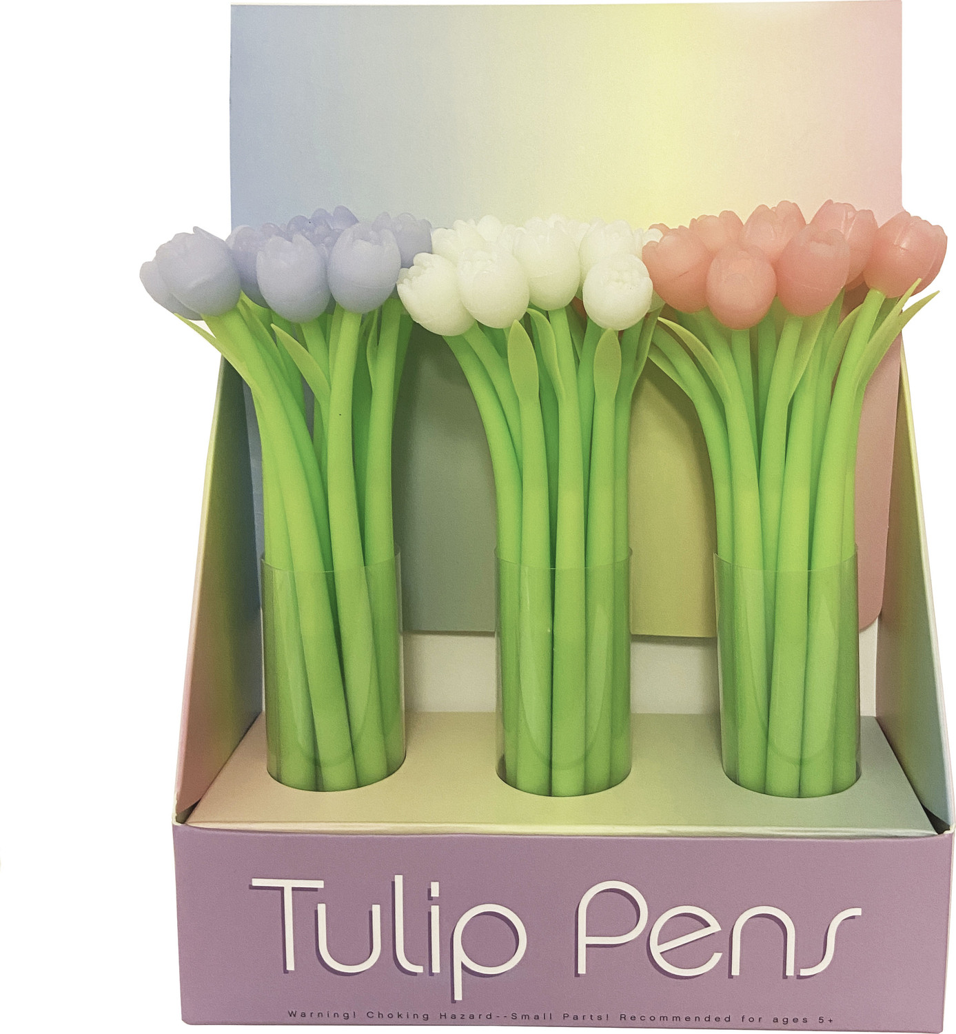 Floral Fantasy Purple Tulips Retractable Gel Pens Set, Flower Pens