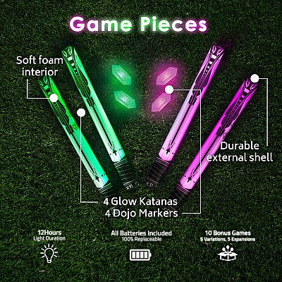 Glow Battle - Ninja Set: 2-4 Player Glowing Sword Game