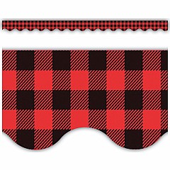 Red and Black Gingham Scalloped Border Trim