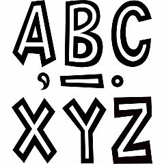 Black and White 7" Fun Font Letters