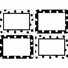 Black and White Painted Dots Name Tags/Labels - Multi-Pack