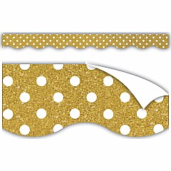 Clingy Thingies: Gold Shimmer With White Polka Dots Borders