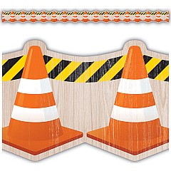 Under Construction Cones Die-Cut Border Trim
