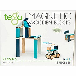 Tegu Classics: 42-Piece Set Magnetic Wooden Blocks (BLUES)