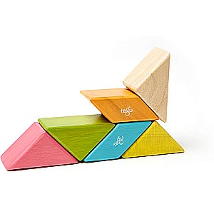 Tegu Pocket Pouch Prism Magnetic Wooden Block Set, TINTS - 6 Piece