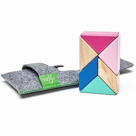 Tegu Pocket Pouch Prism Magnetic Wooden Block Set, BLOSSOM - 6 Piece