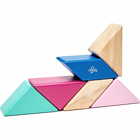 Tegu Pocket Pouch Prism Magnetic Wooden Block Set, BLOSSOM - 6 Piece