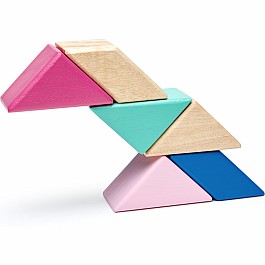 Tegu Pocket Pouch Prism Magnetic Wooden Block Set, BLOSSOM - 6 Piece