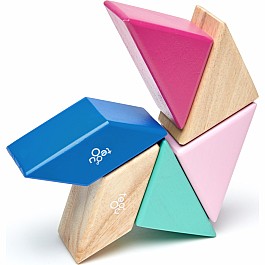 Tegu Pocket Pouch Prism Magnetic Wooden Block Set, BLOSSOM - 6 Piece