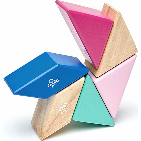 Tegu Pocket Pouch Prism Magnetic Wooden Block Set, BLOSSOM - 6 Piece