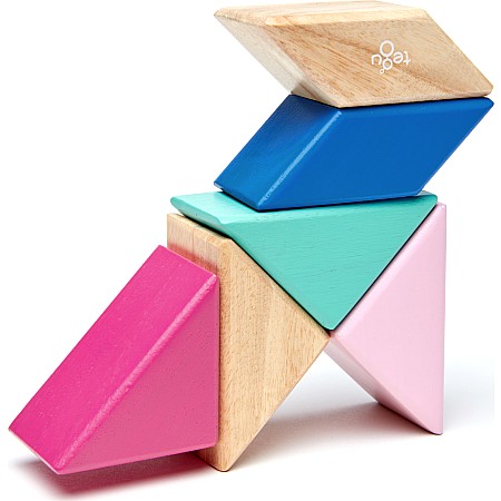 Tegu Pocket Pouch Prism Magnetic Wooden Block Set, BLOSSOM - 6 Piece