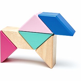 Tegu Pocket Pouch Prism Magnetic Wooden Block Set, BLOSSOM - 6 Piece