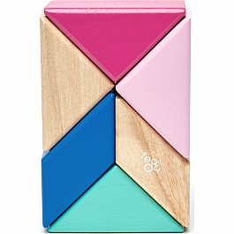 Tegu Pocket Pouch Prism Magnetic Wooden Block Set, BLOSSOM - 6 Piece