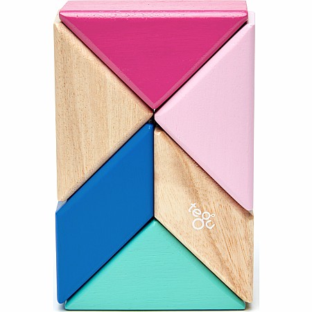 Tegu Pocket Pouch Prism Magnetic Wooden Block Set, BLOSSOM - 6 Piece