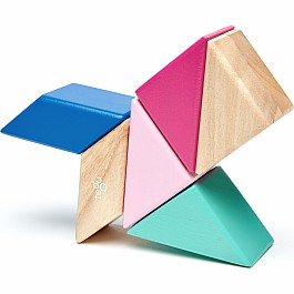 Tegu Pocket Pouch Prism Magnetic Wooden Block Set, BLOSSOM - 6 Piece