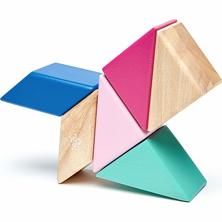 Tegu Pocket Pouch Prism Magnetic Wooden Block Set, BLOSSOM - 6 Piece