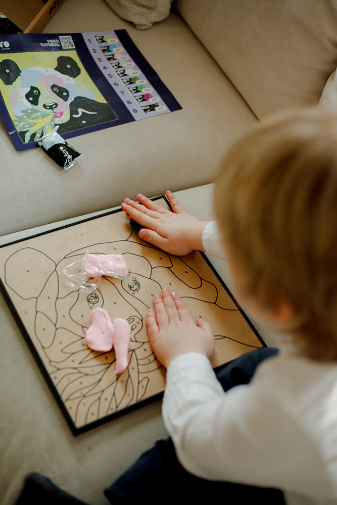 OKTO Sensory Art Coloring with Clay Set by Numbers - Panda