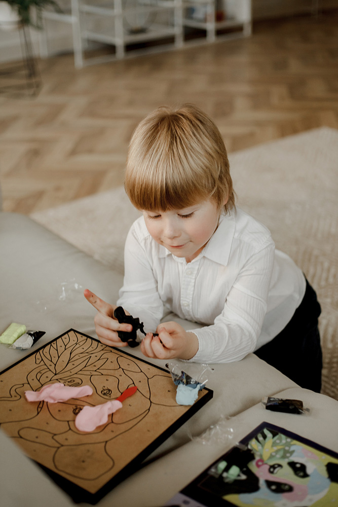 OKTO Sensory Art Coloring with Clay Set by Numbers - Panda