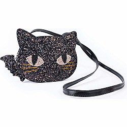 Cat's Meow Black Chunky Glitter Kitty Purse