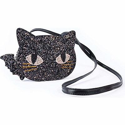 Cat's Meow Black Chunky Glitter Kitty Purse