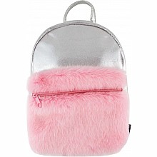 Fashion Angels Silver Shimmer Backpack with Faux Fur Pocket