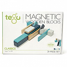 Tegu Magnetic Wooden Blocks Blues 24 pc set