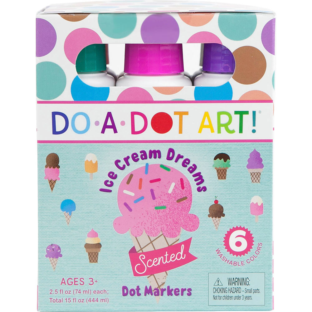  Ice Cream Scented Washable Dot Markers for Kids and Toddlers  Set of 6 Pack by Do A Dot Art, The Original Dot Marker : Toys & Games