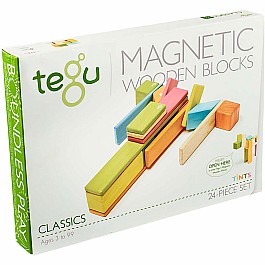 Tegu Magnetic Wooden Blocks Classics 24 Piece Set - Tints