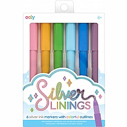 Silver Linings - Silver Ink Markers with Outlines - Set of 6