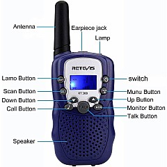 Retevis RT388 2 pcs Kids Walkie Talkies with Flashlight - Dark Blue