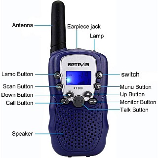 Retevis RT388 2 pcs Kids Walkie Talkies with Flashlight - Dark Blue