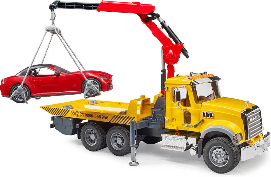 Bruder MACK Granite Tow Truck with Bruder Roadster