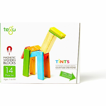 Tegu Tints Magnetic Wooden Blocks 14 Piece Set