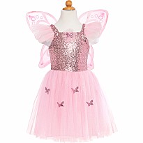 Pink Sequins Butterfly Dress & Wings