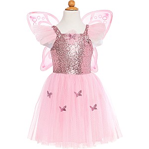 Pink Sequins Butterfly Dress & Wings Size 5-7