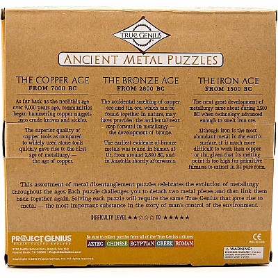 True Genius Ancient Metal Puzzles - 12 pc